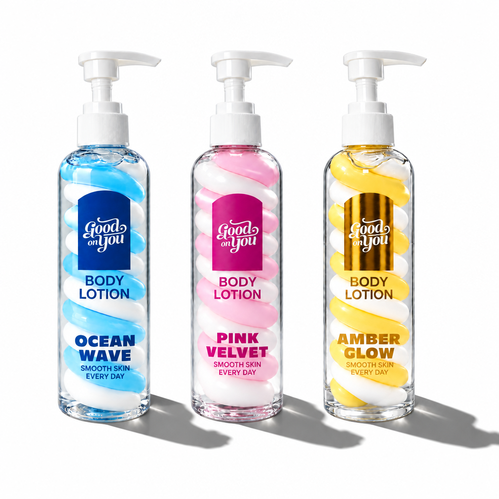 Good on You Swirl Body Lotion Trio: Ocean Wave, Pink Velvet, Amber Glow