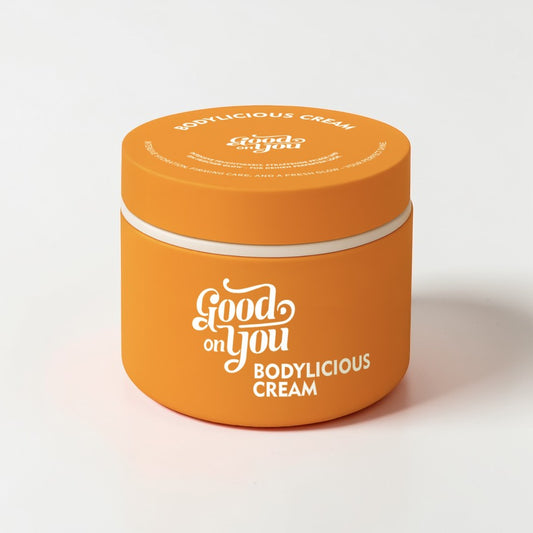 BEN&ANNA Bodylicious Cream in a jar, showcasing a smooth, creamy texture for soft, firm skin.